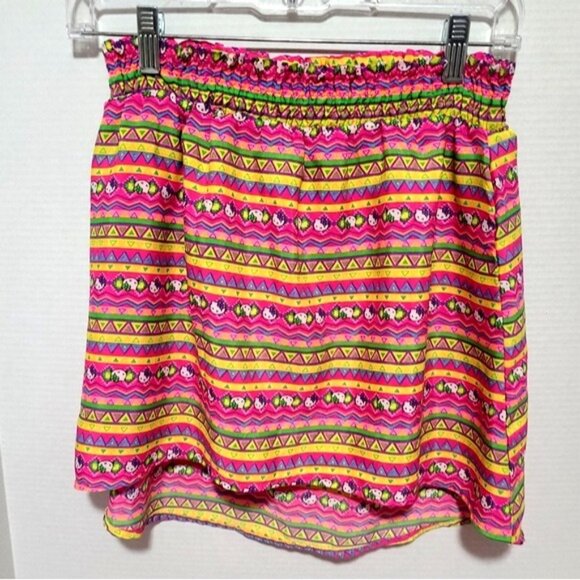 Hello Kitty Pink Neon Aztec Print Elastic Waist Skirt 10/12 Girl's Rule! - Picture 1 of 5